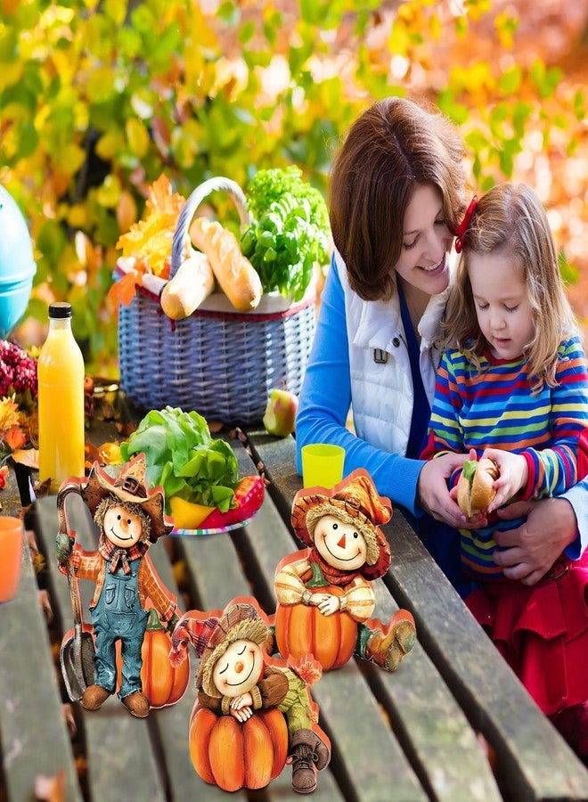 DoubleFill مجموعة دبل فيل من 3 قطع من تماثيل الخريف لتزيين المنزل، فزاعة حصاد مع قرع، تماثيل خشبية، زينة فزاعة خشبية لعيد الشكر، زينة منزلية ومكتبية وحفلات، هدايا - Image 4